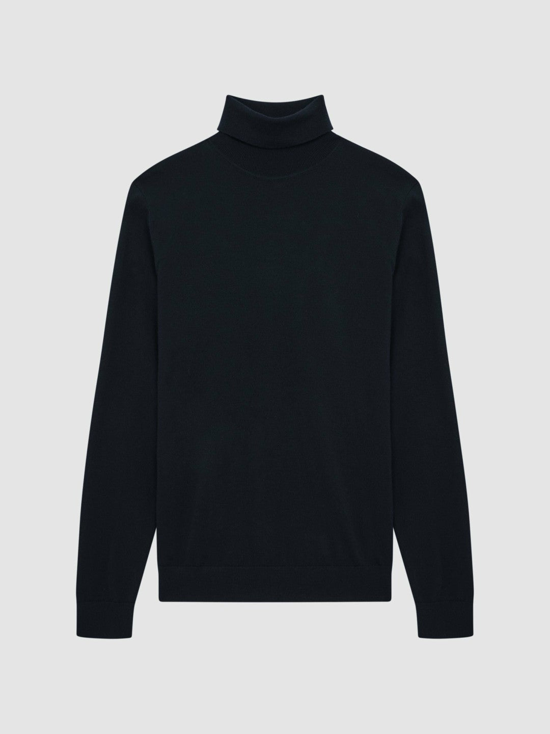 Slim Fit Merino Wool Roll Neck Jumper Navy | Mens