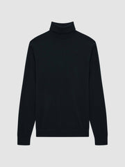 Slim Fit Merino Wool Roll Neck Jumper Navy | Mens