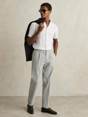 Slim Fit Linen Button-Through Shirt White | Mens
