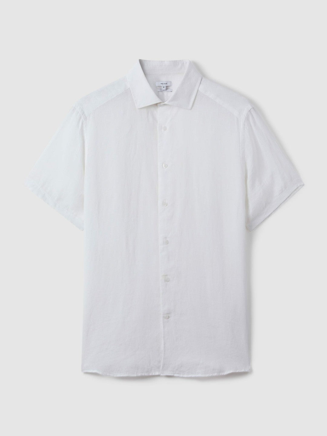 Slim Fit Linen Button-Through Shirt White | Mens
