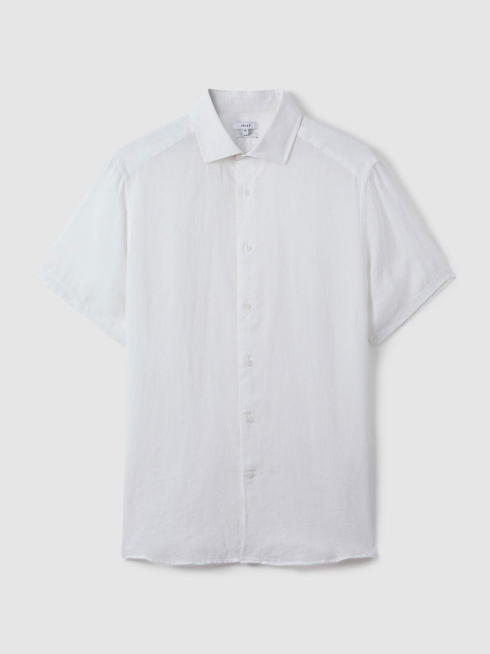 Slim Fit Linen Button-Through Shirt White | Mens