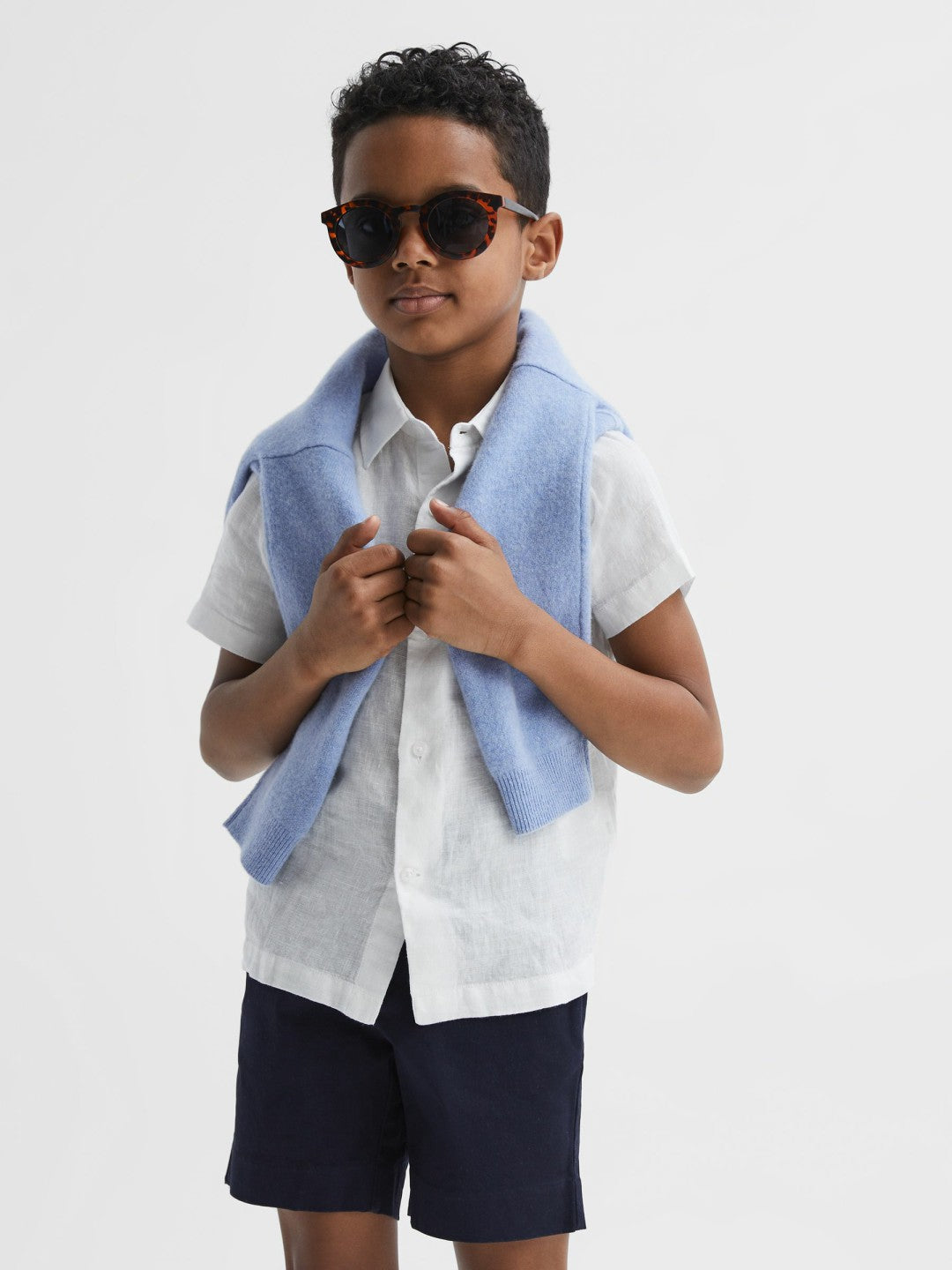 3-9 yrs Short Sleeve Linen Shirt White | Children