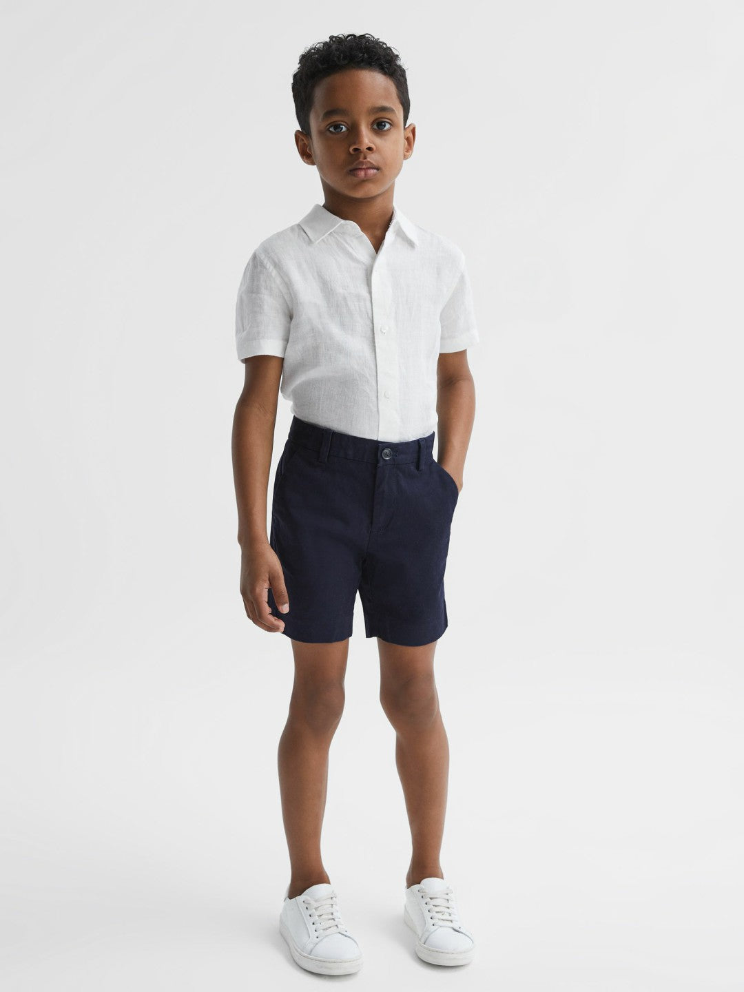 3-9 yrs Short Sleeve Linen Shirt White | Children