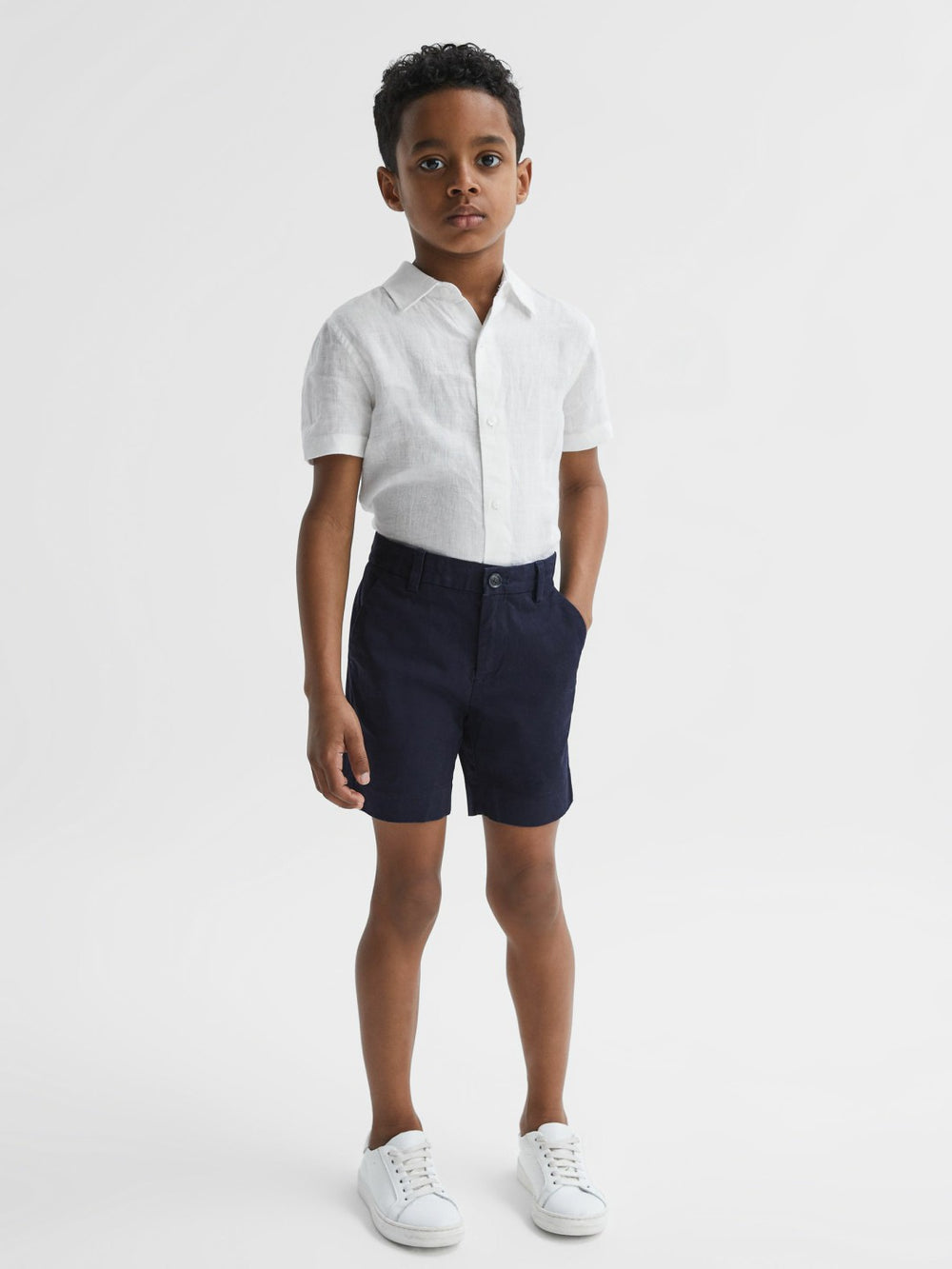 3-9 yrs Short Sleeve Linen Shirt White | Children