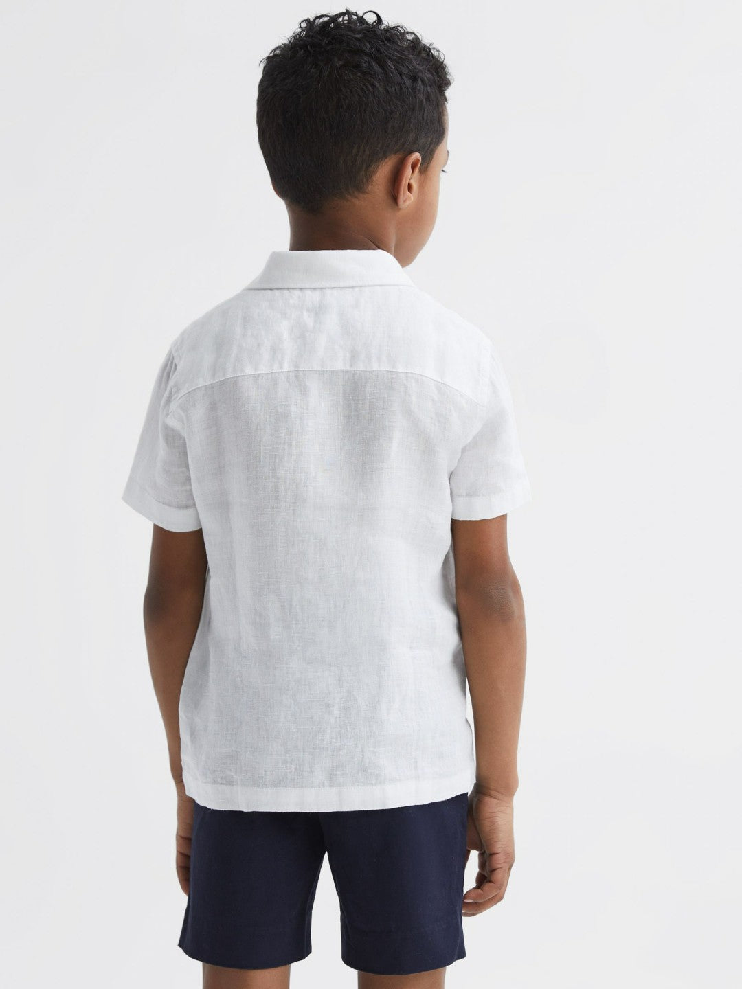 3-9 yrs Short Sleeve Linen Shirt White | Children