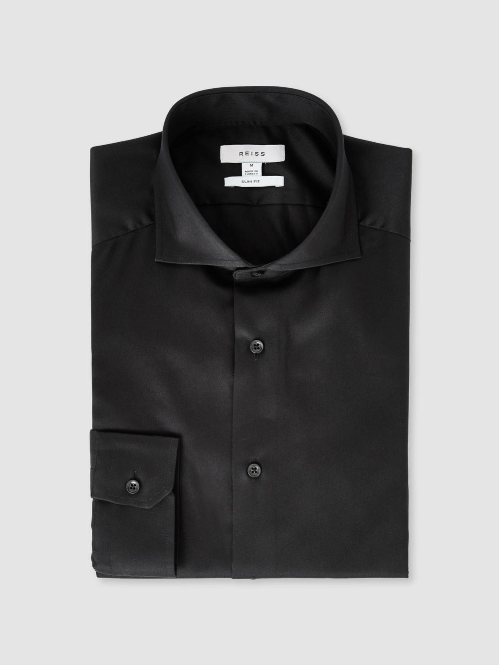 Slim Fit Cotton-Twill Two-Fold Shirt Slim-Fit Black | Mens