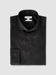 Slim Fit Cotton-Twill Two-Fold Shirt Slim-Fit Black | Mens