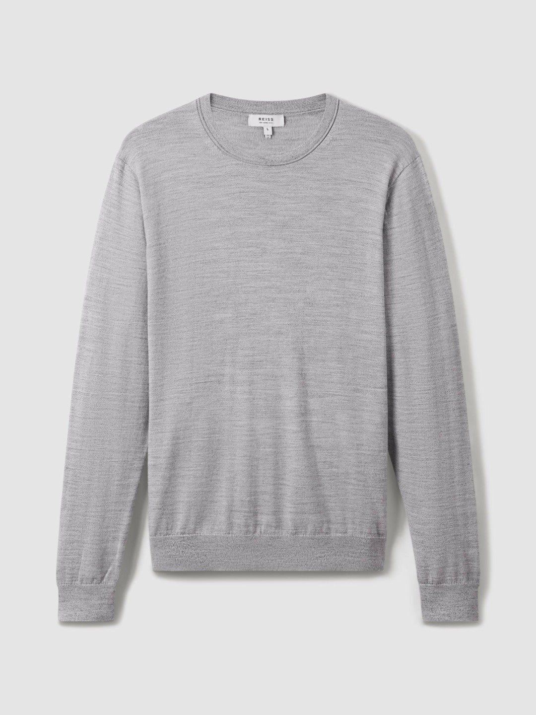 Merino Wool Crew Neck Jumper Soft Grey Mouline | Mens
