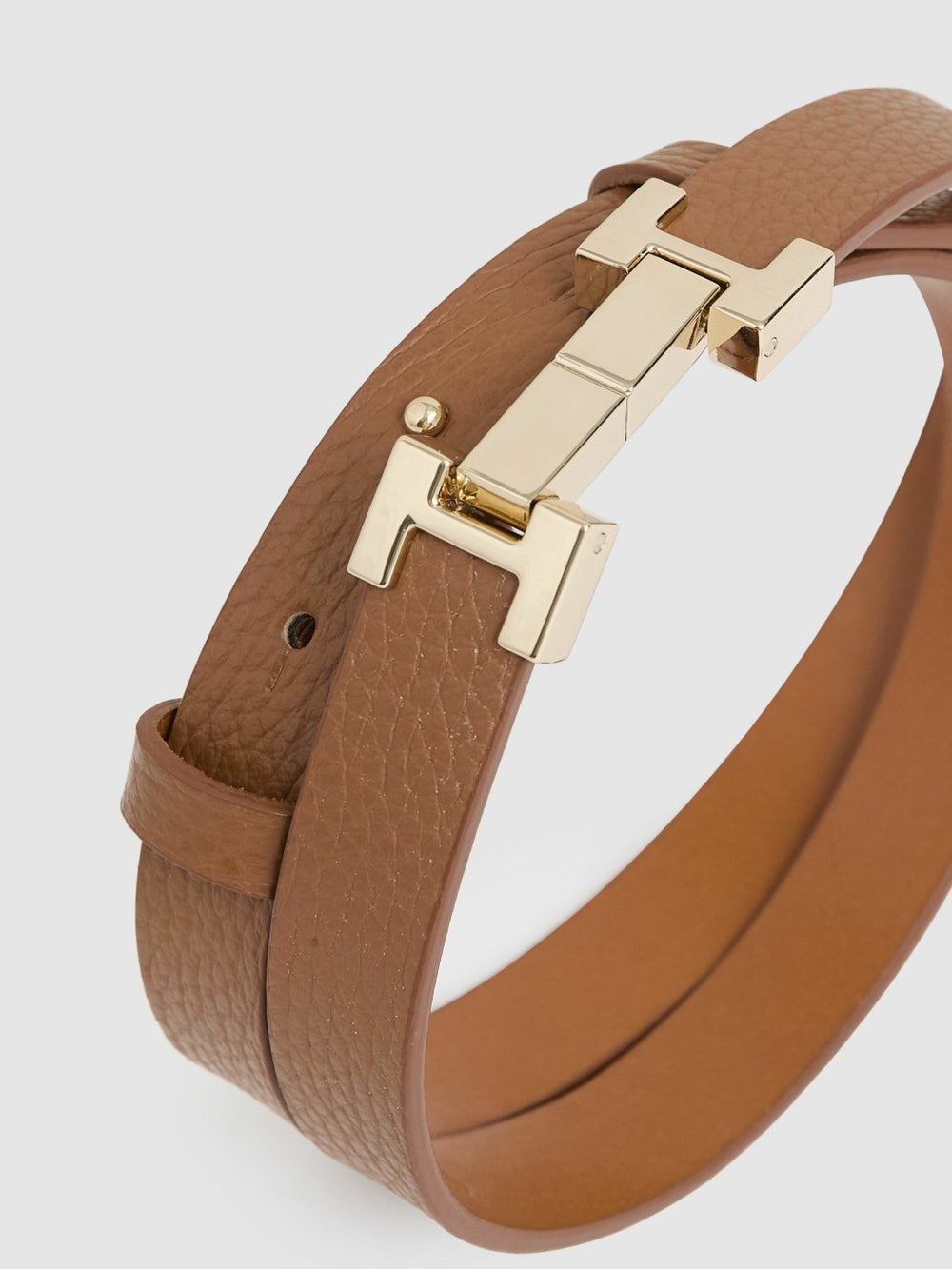 Leather Square Hinge Belt Tan | Womens