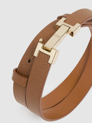Leather Square Hinge Belt Tan | Womens