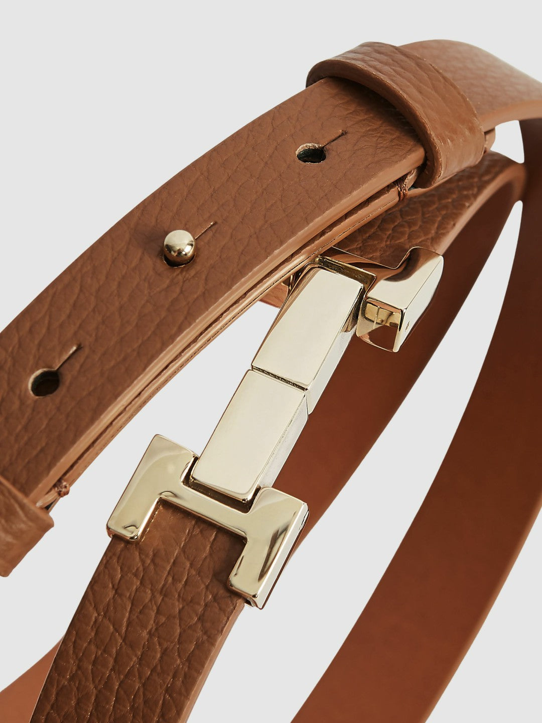 Leather Square Hinge Belt Tan | Womens