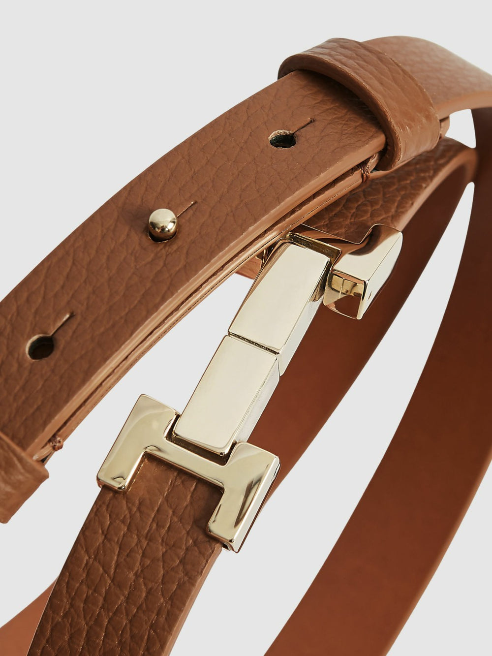 Leather Square Hinge Belt Tan | Womens