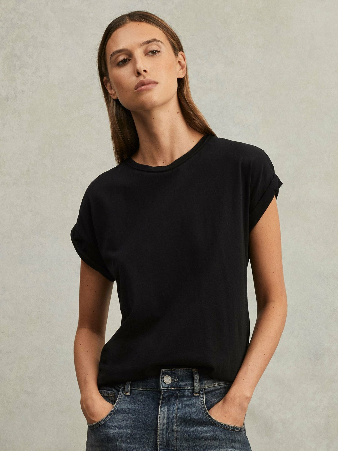 Cotton-Jersey Crew Neck T-Shirt Black | Womens