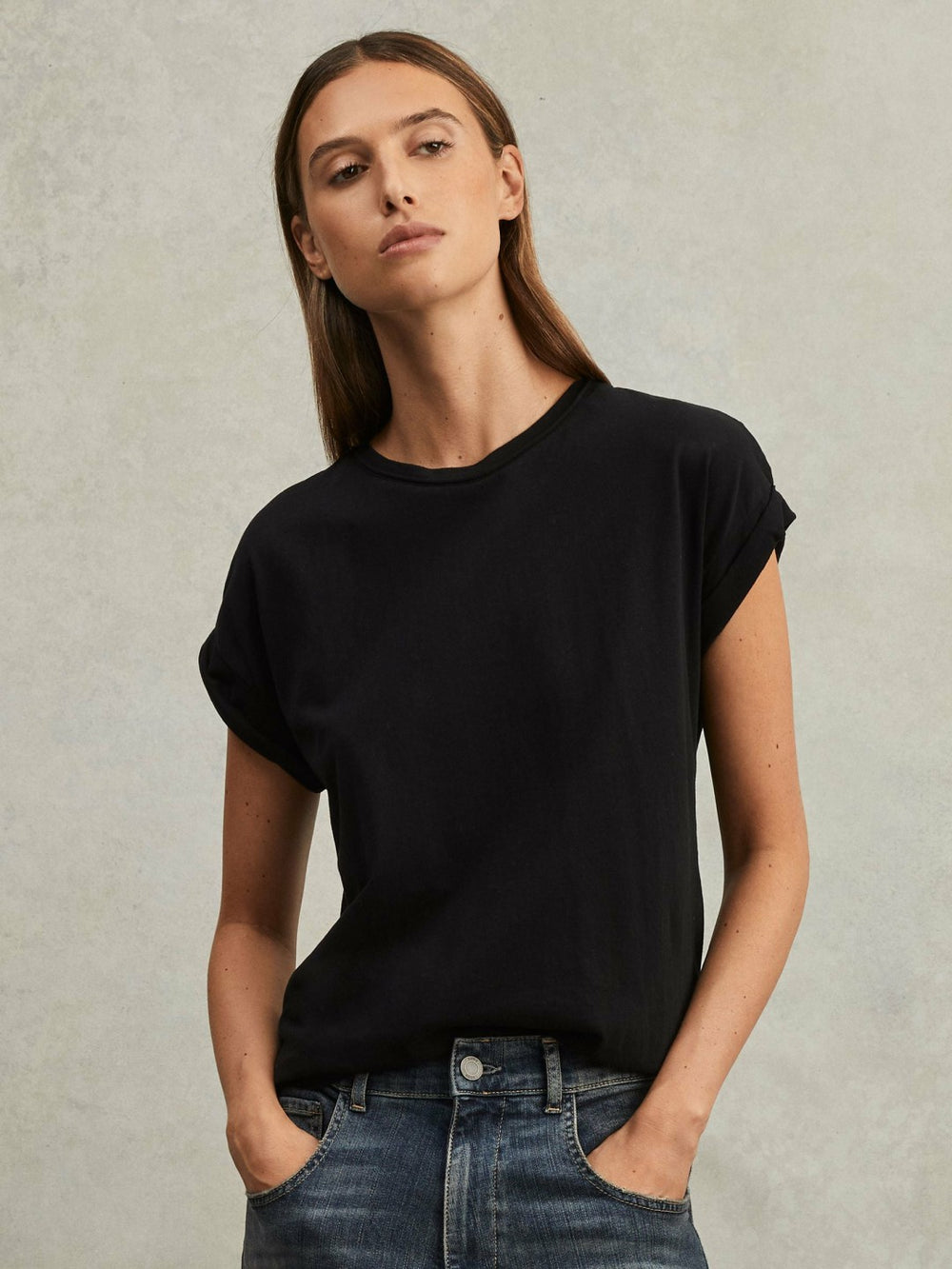 Cotton-Jersey Crew Neck T-Shirt Black | Womens