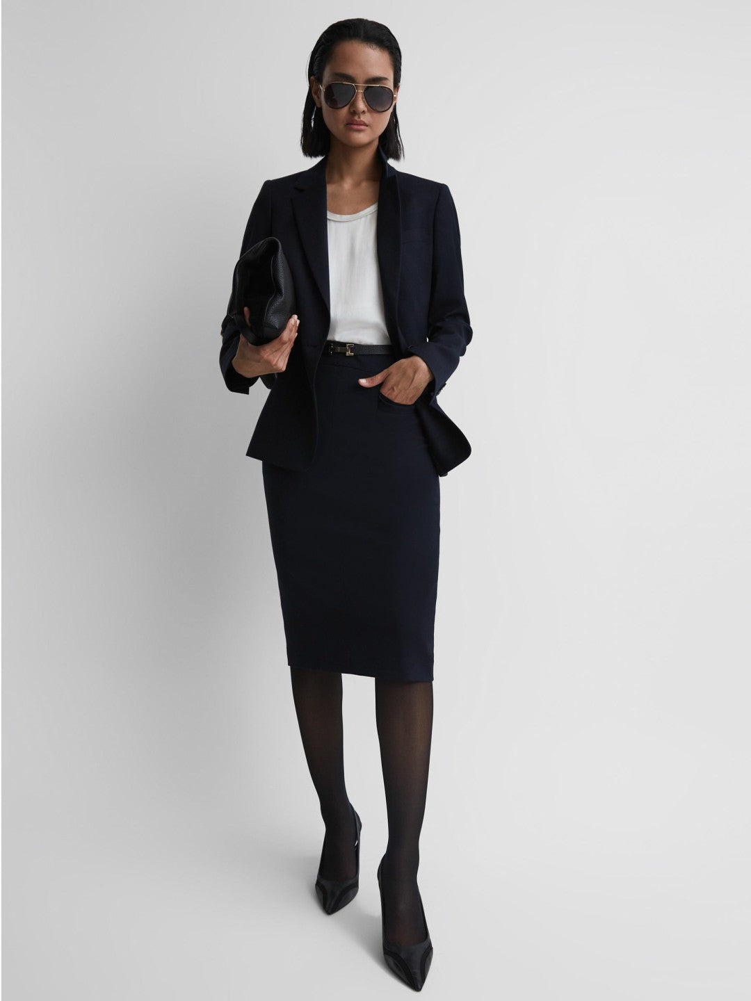 Petite Tailored Pencil Skirt Navy | Womens