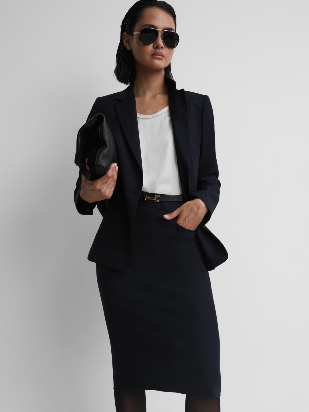 Petite Tailored Pencil Skirt Navy | Womens