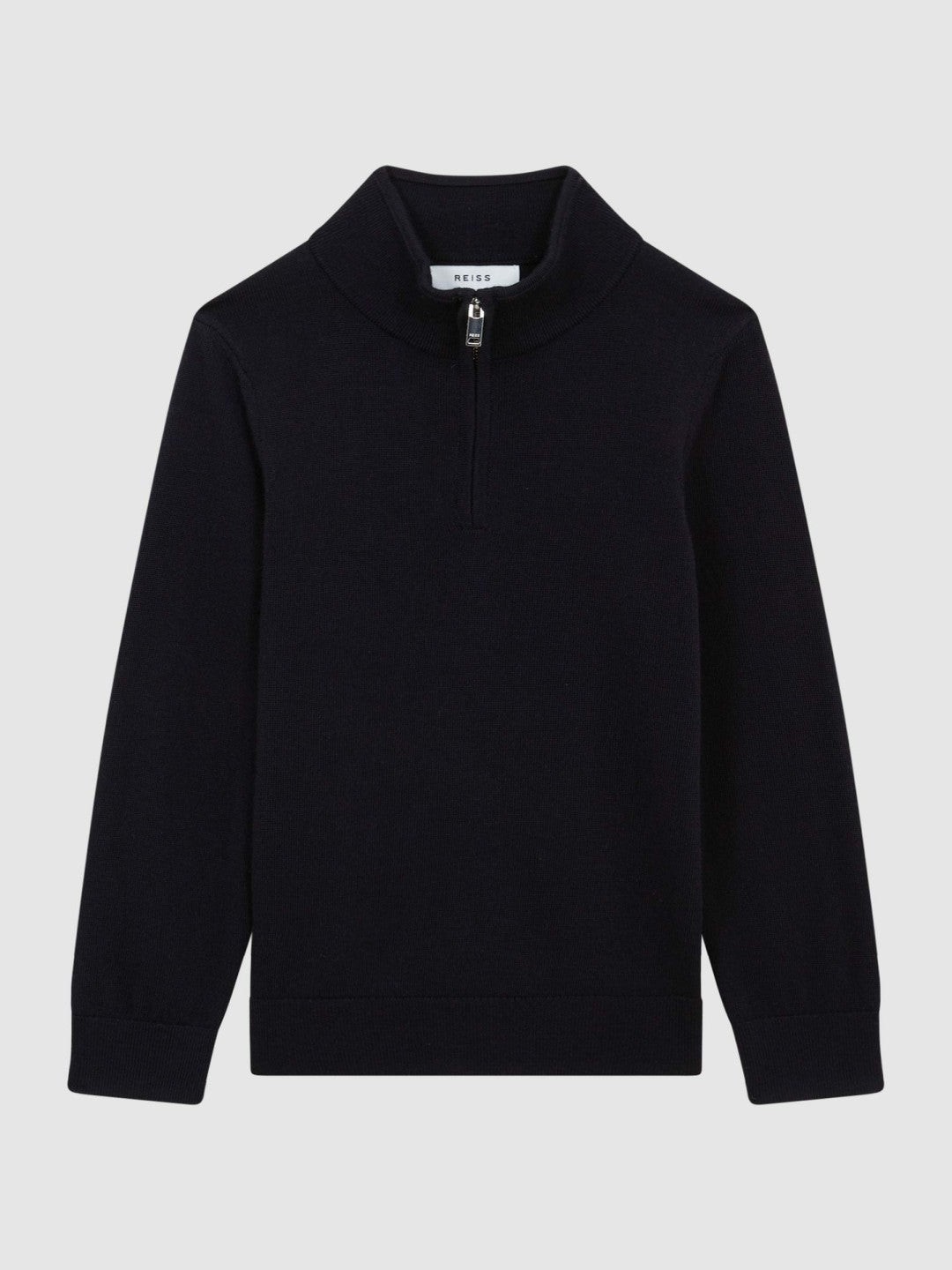 9-14 yrs Merino Wool Zip-Neck Jumper Navy | Children
