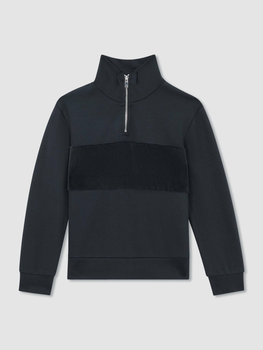 3-9 yrs Slim Fit Half-Zip Funnel Neck Velour Sweatshirt Navy | Children