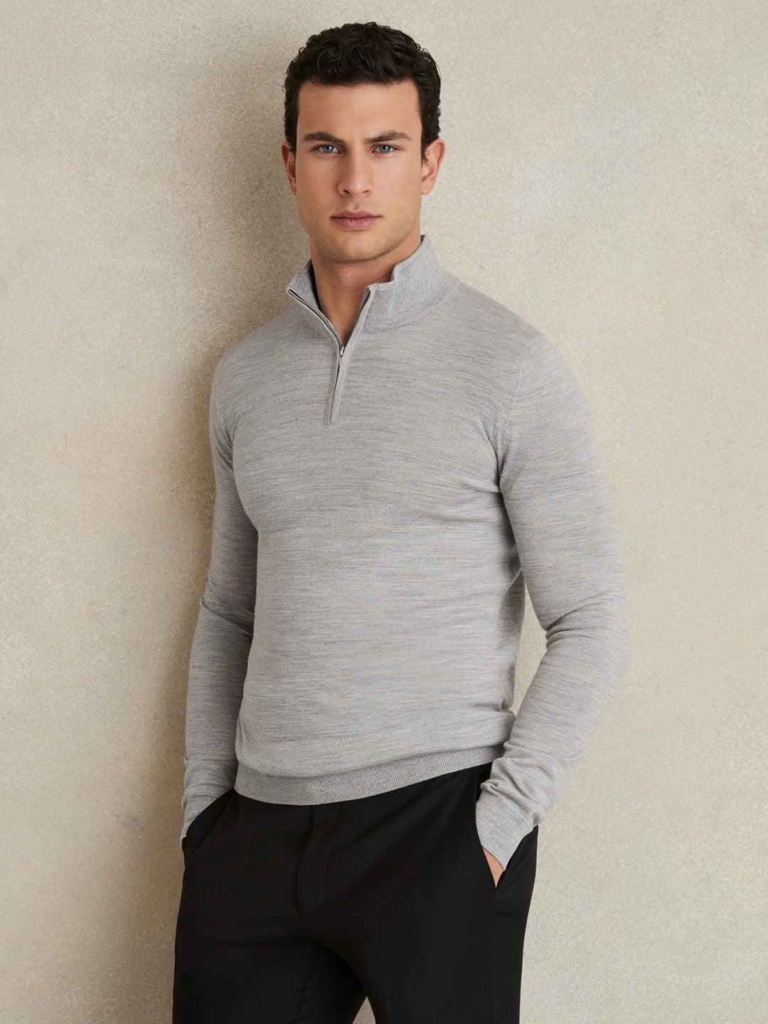 Merino Wool Half-Zip Jumper  | Mens