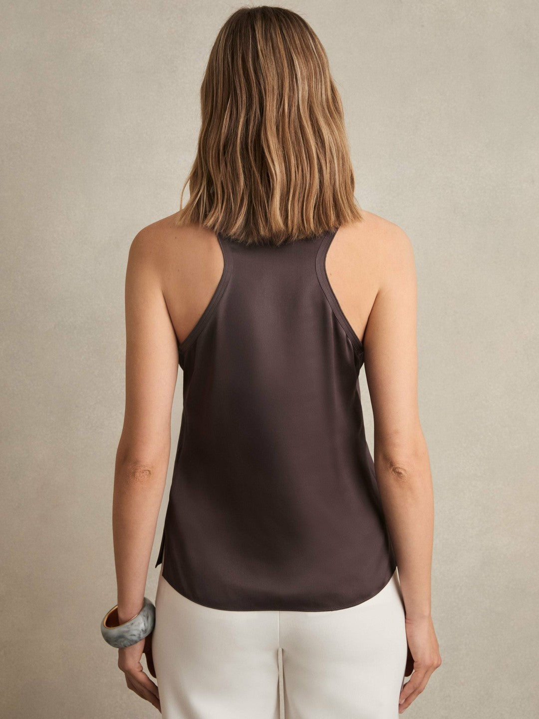 Silk Scoop-Neck Vest Mauve | Womens