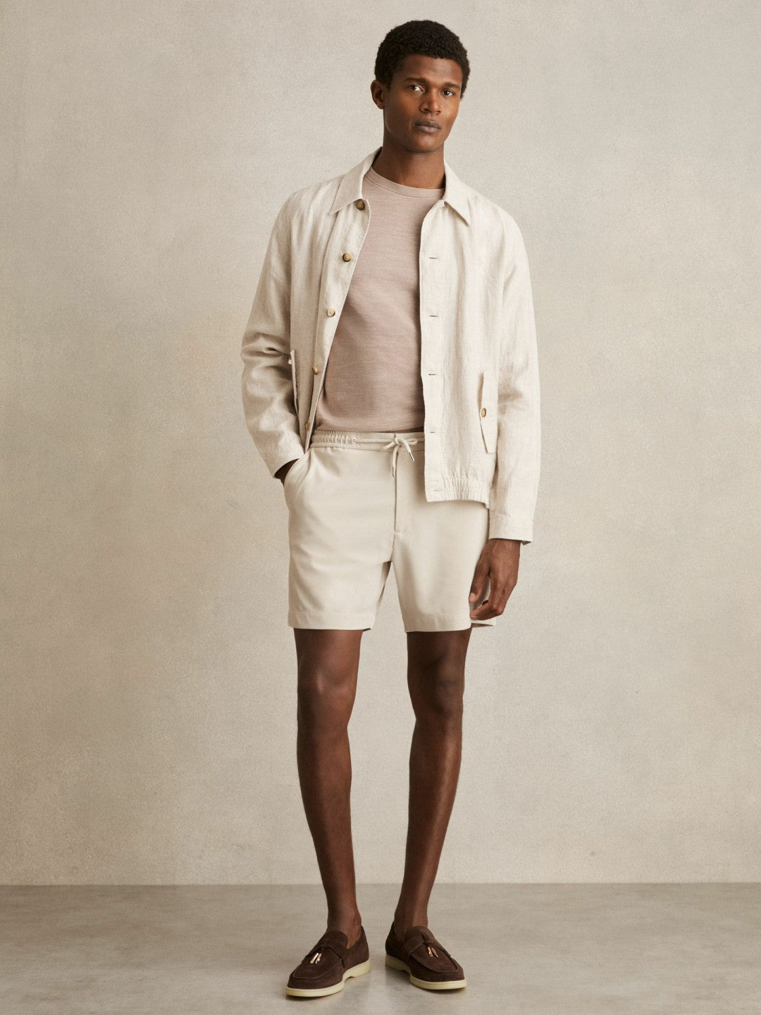 Textured Drawstring Shorts Stone | Mens