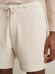 Textured Drawstring Shorts Stone | Mens