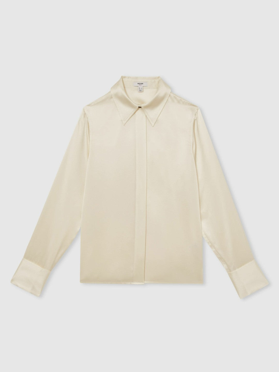 Silk-Satin Concealed-Placket Shirt Ivory | Womens