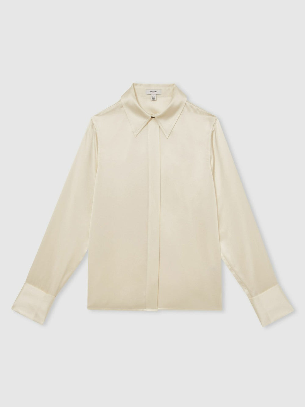 Silk-Satin Concealed-Placket Shirt Ivory | Womens