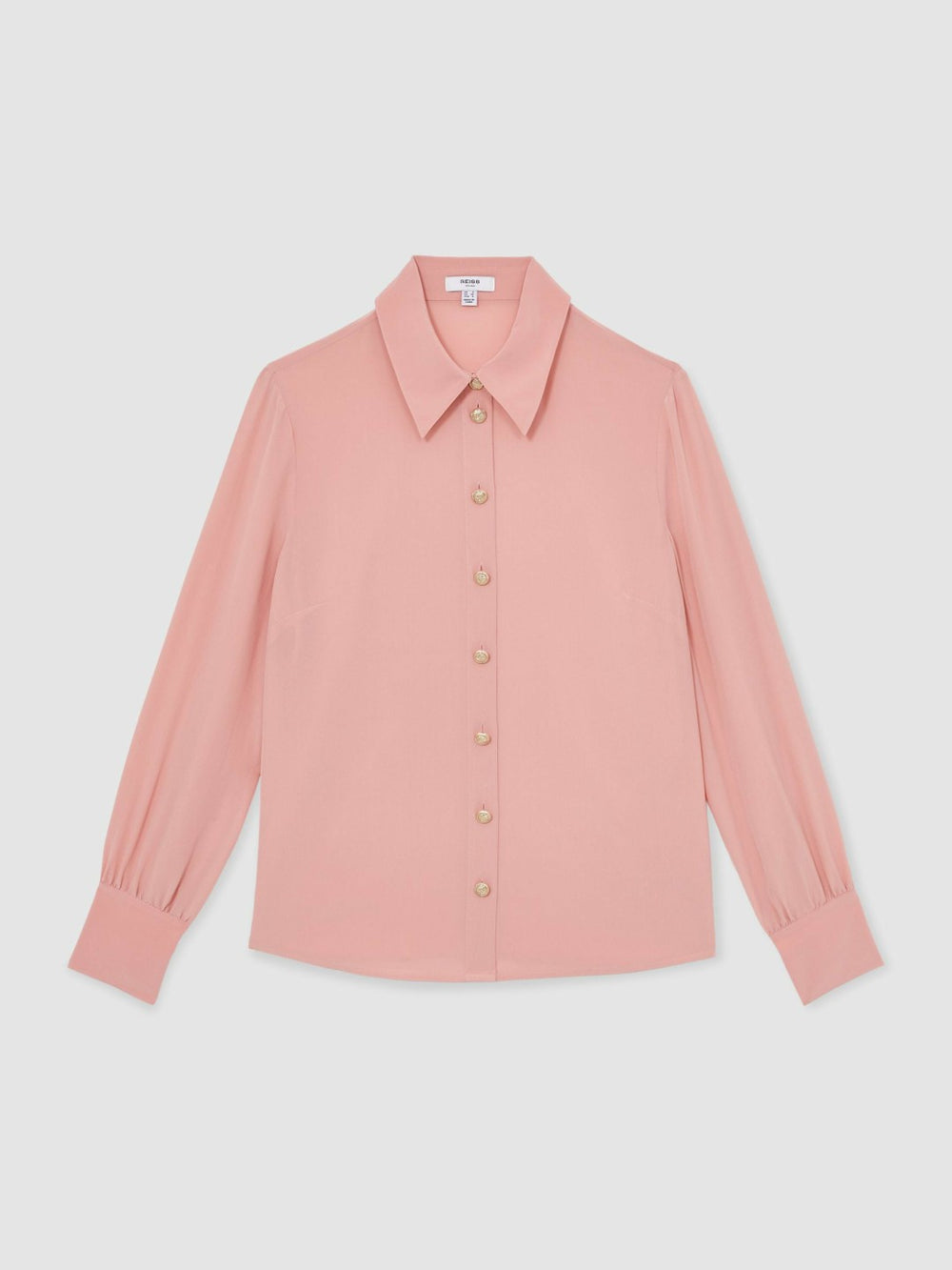 Silk Embossed-Button Shirt Pink | Womens