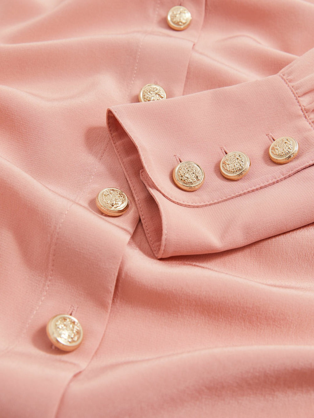 Silk Embossed-Button Shirt Pink | Womens