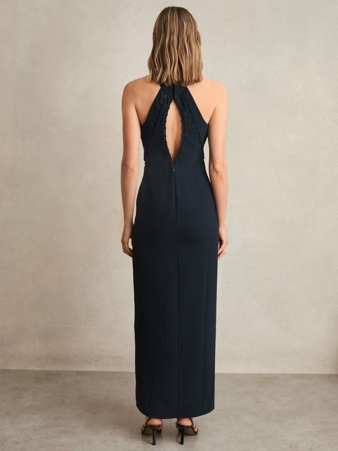 Ladder-Trim Sleeveless Maxi Dress Navy | Womens