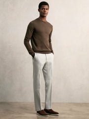 Slim-Fit Internal-Drawstring Trousers Grey | Mens