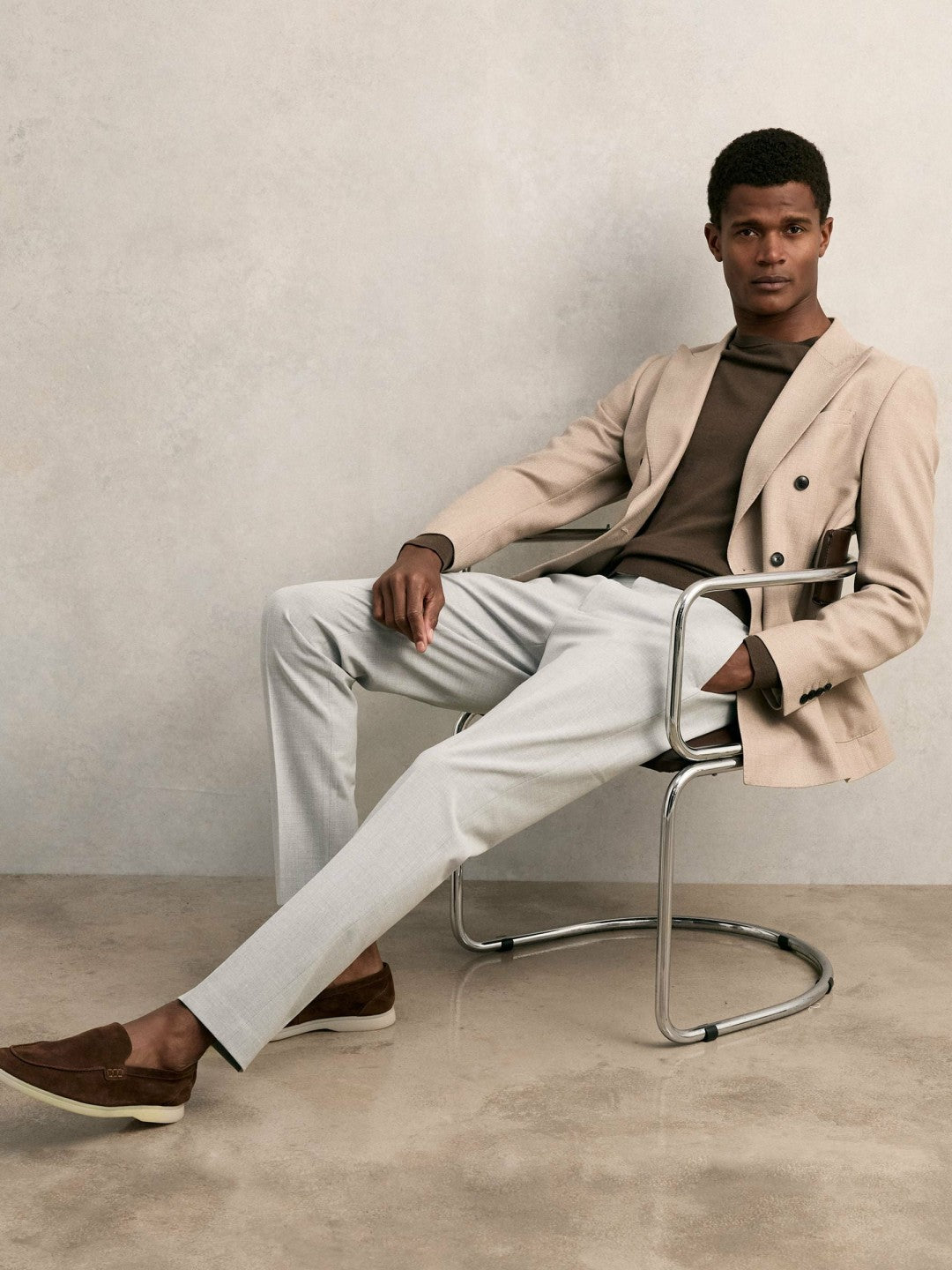 Slim-Fit Internal-Drawstring Trousers Grey | Mens
