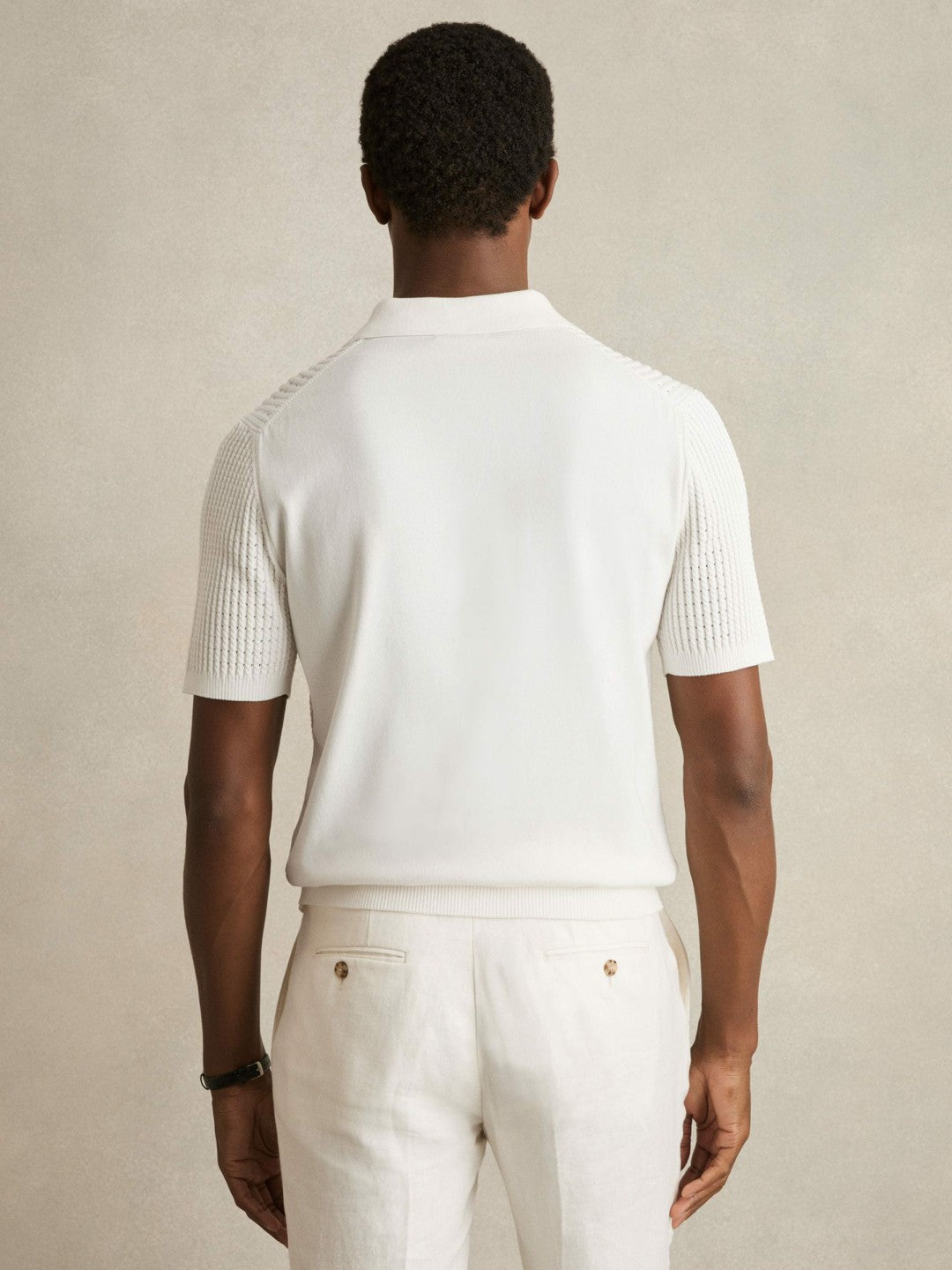 Micro-Cable Open-Collar Cotton-Blend Shirt White | Mens
