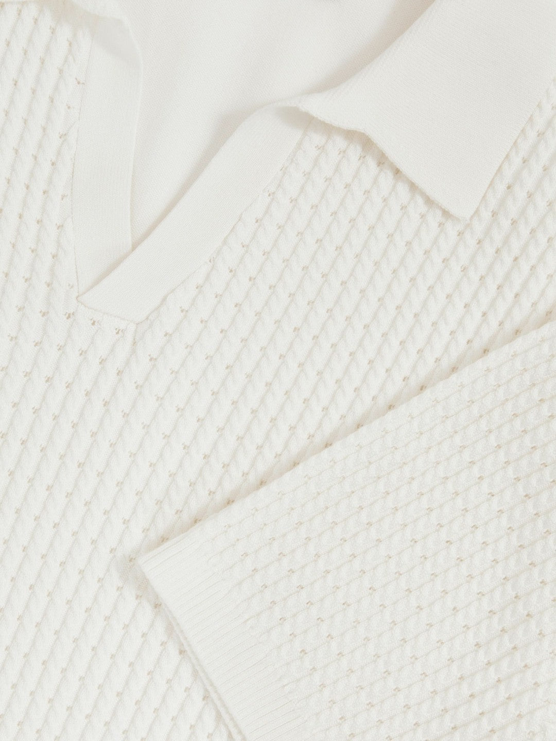 Micro-Cable Open-Collar Cotton-Blend Shirt White | Mens