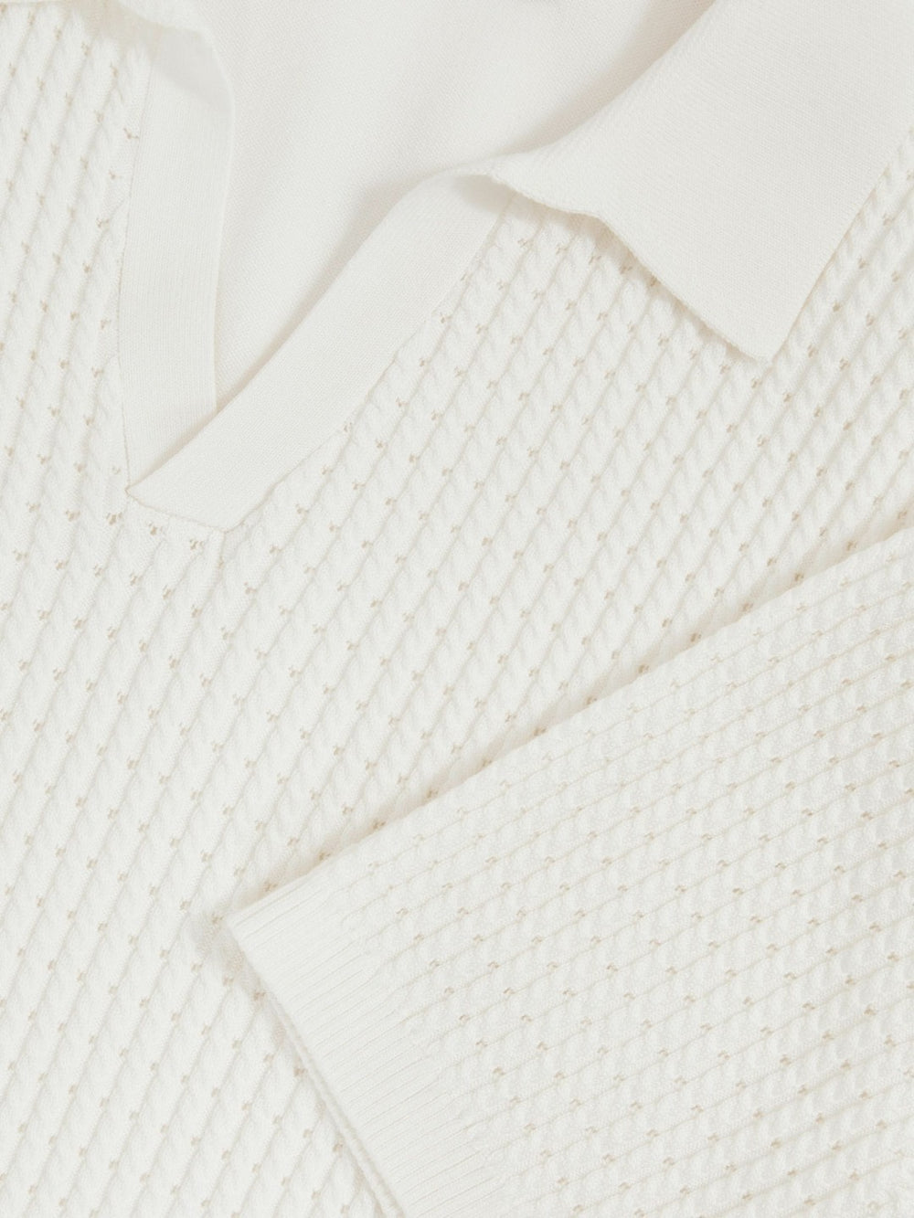 Micro-Cable Open-Collar Cotton-Blend Shirt White | Mens