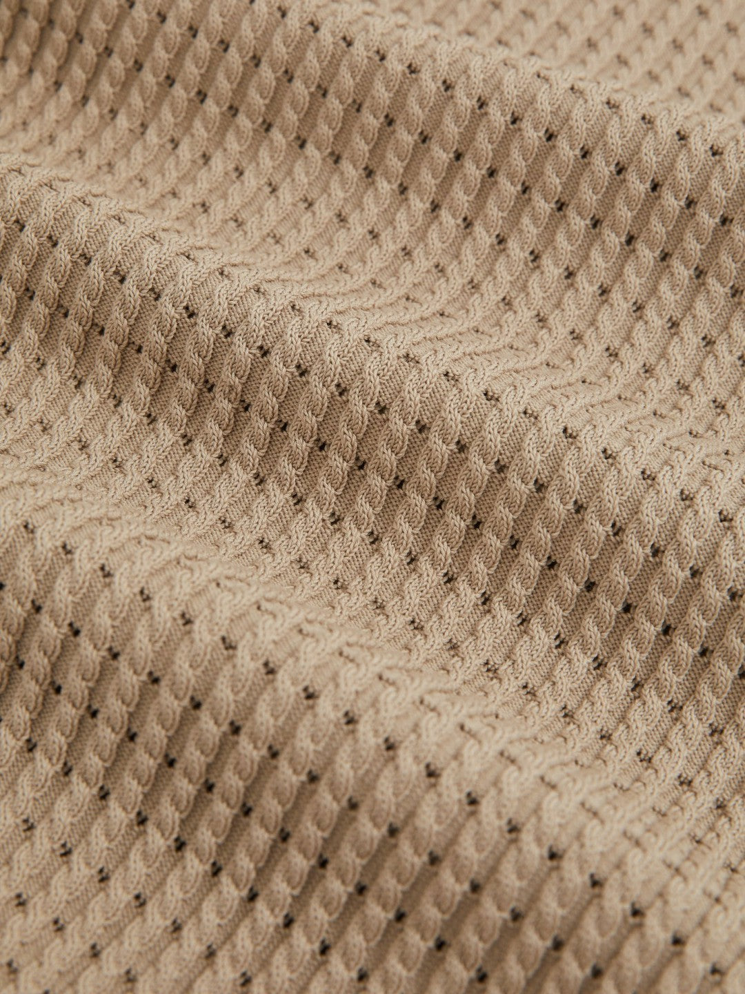 Micro-Cable Open-Collar Cotton-Blend Shirt Light Camel Brown | Mens