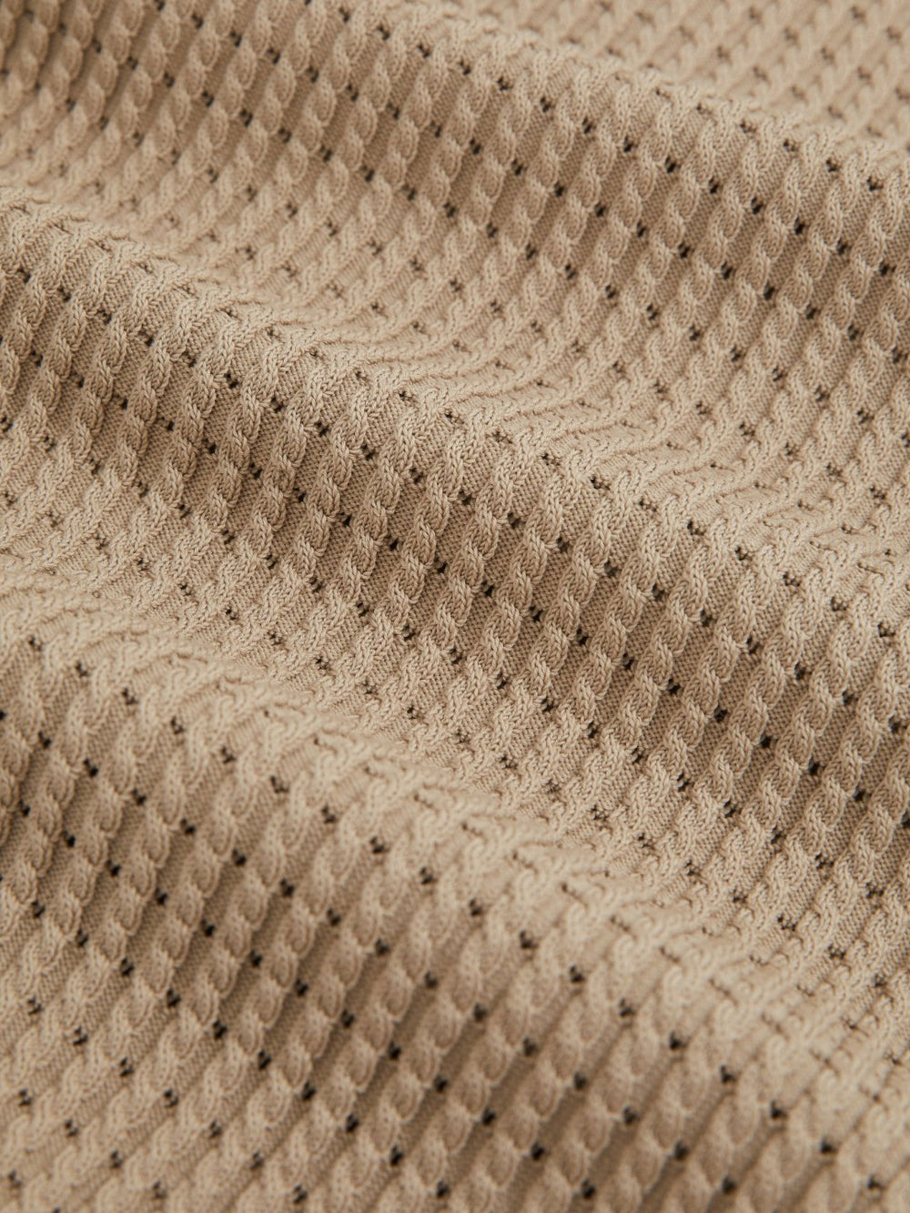 Micro-Cable Open-Collar Cotton-Blend Shirt Light Camel Brown | Mens