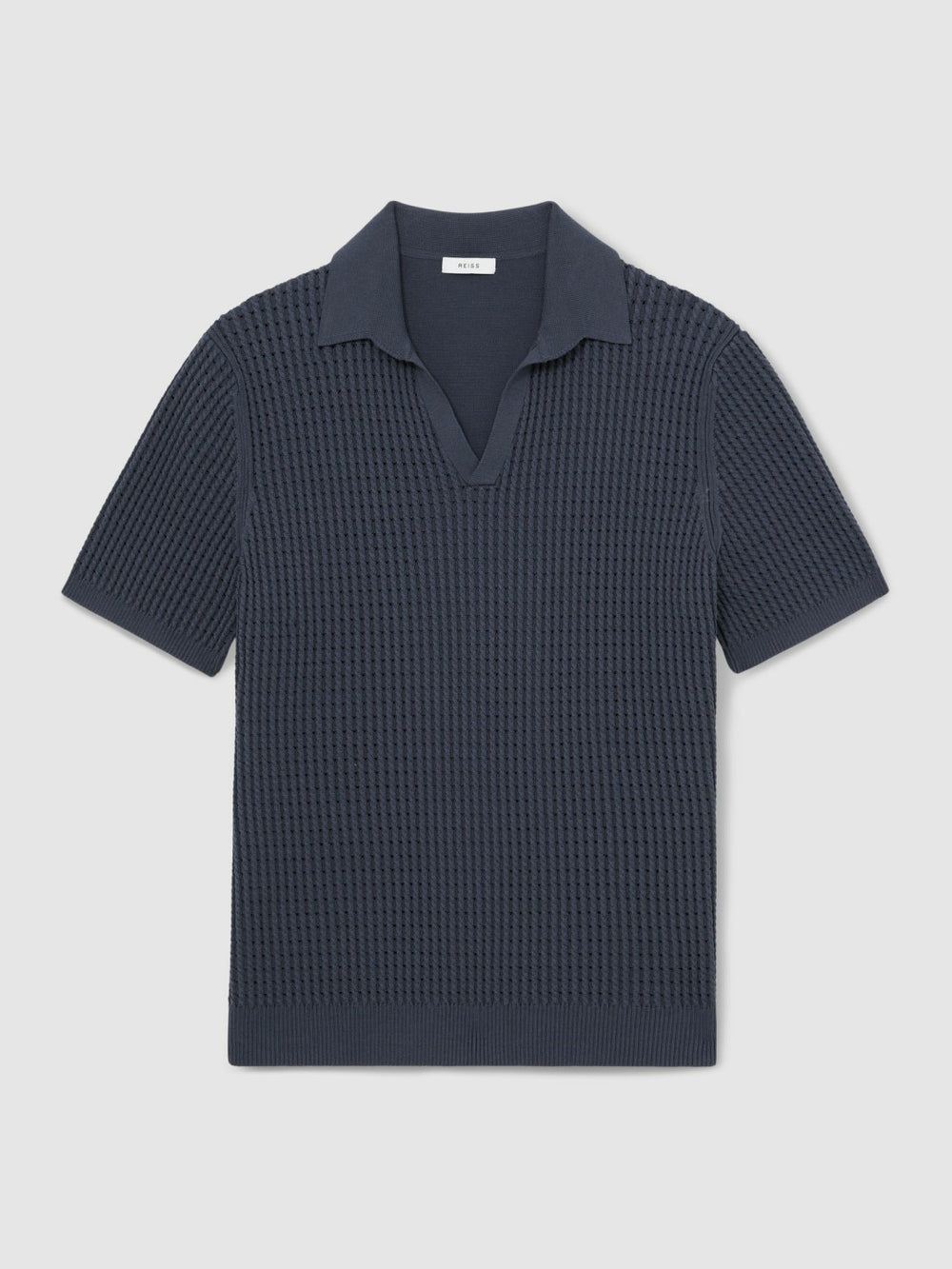 Micro-Cable Open-Collar Cotton-Blend Shirt Dark Airforce Blue | Mens