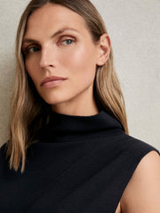 Wool Slouched Sleeveless Top Navy | Womens