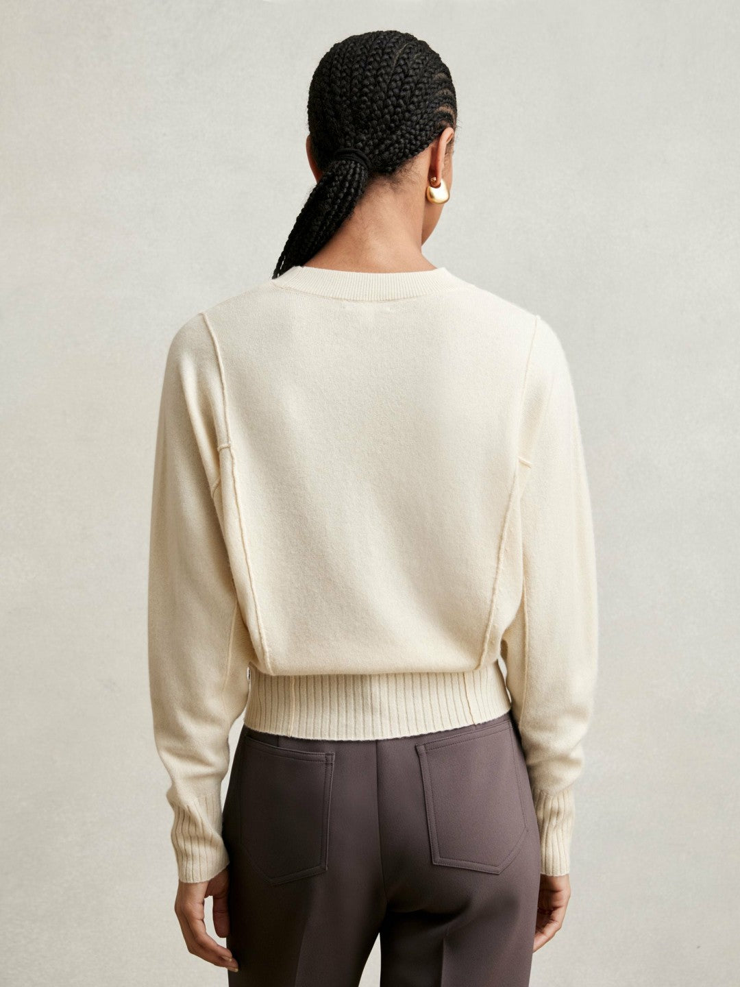 Wool-Blend Reverse-Seam Batwing Jumper With Cashmere Cream | Womens