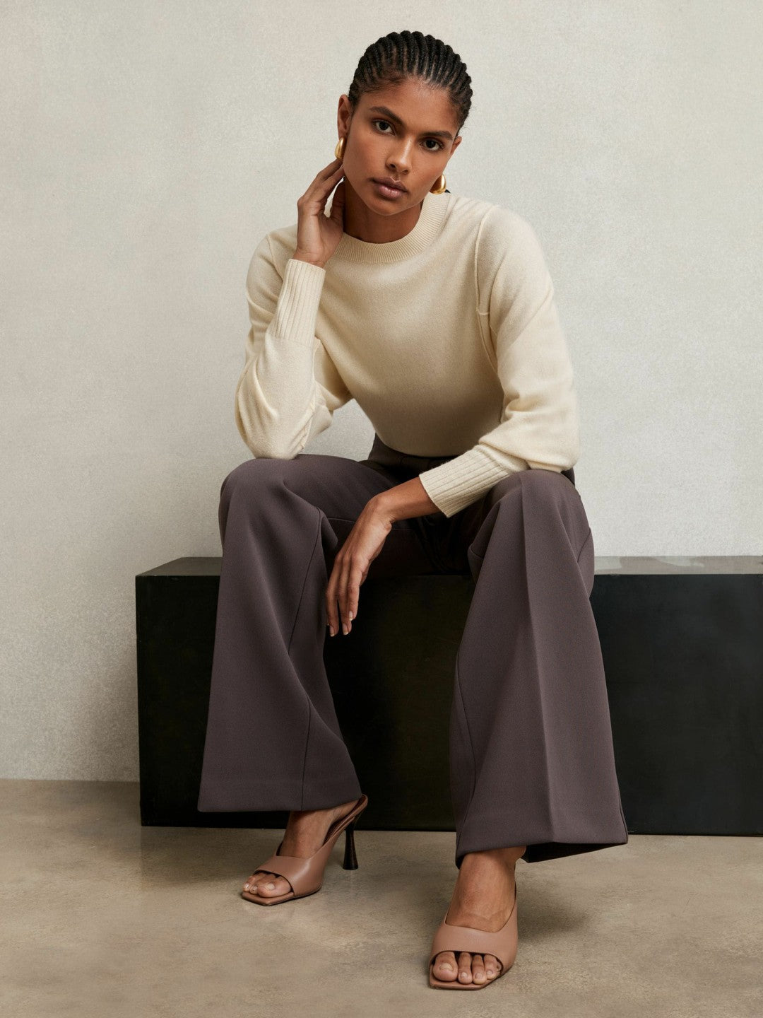 Wool-Blend Reverse-Seam Batwing Jumper With Cashmere Cream | Womens