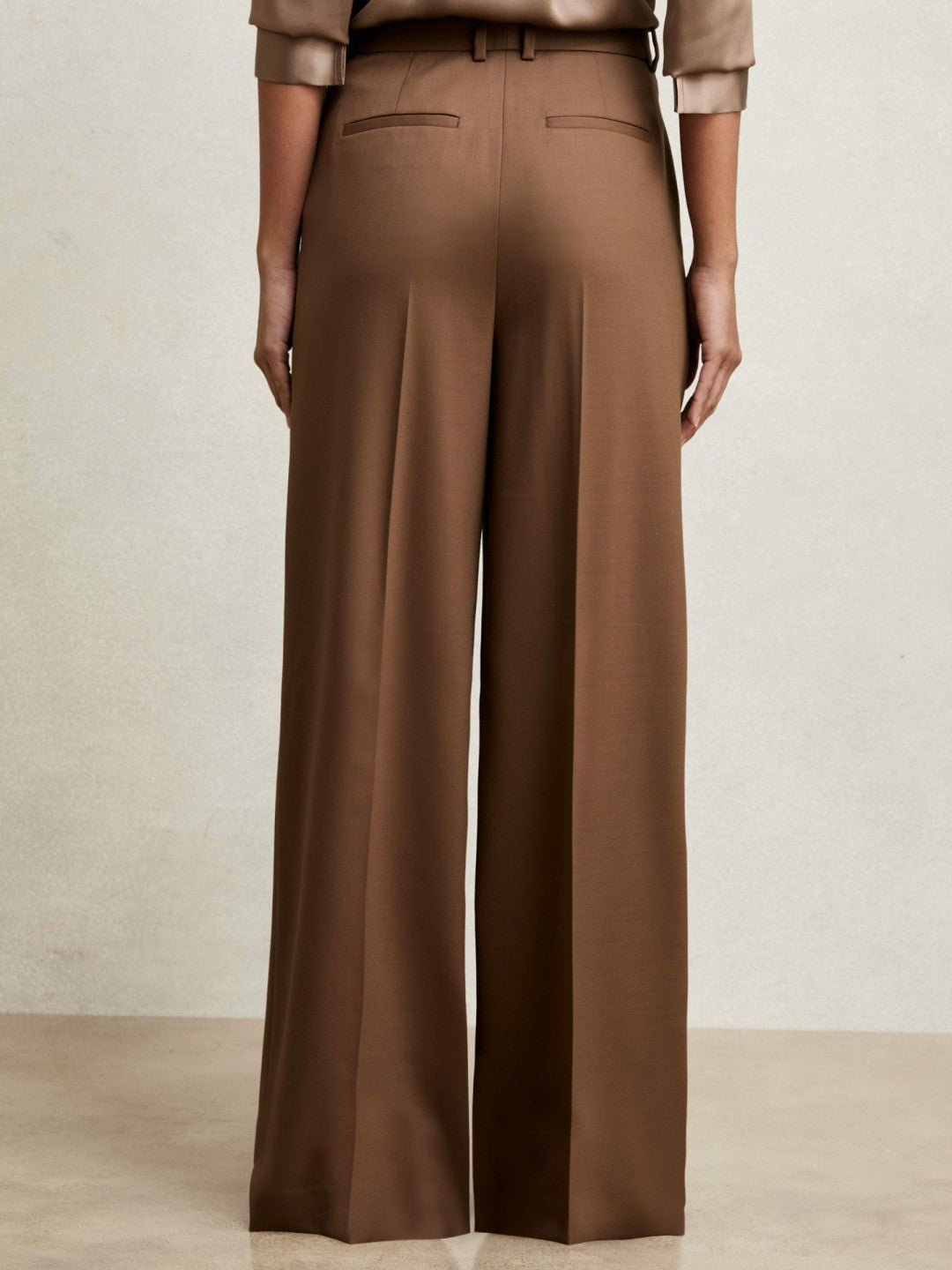 Petite Wool-Blend Wide-Leg Suit Trousers Tan | Womens