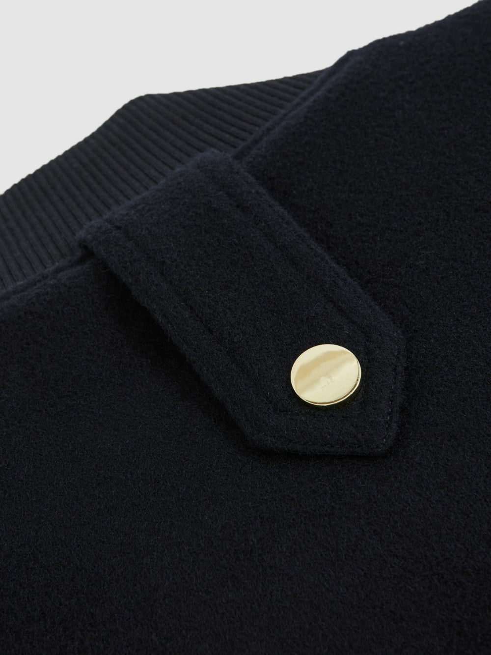 Brushed Wool Epaulette Bomber Jacket Navy | Womens