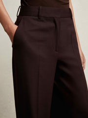 Wool-Blend Wide-Leg Suit Trousers Aubergine | Womens