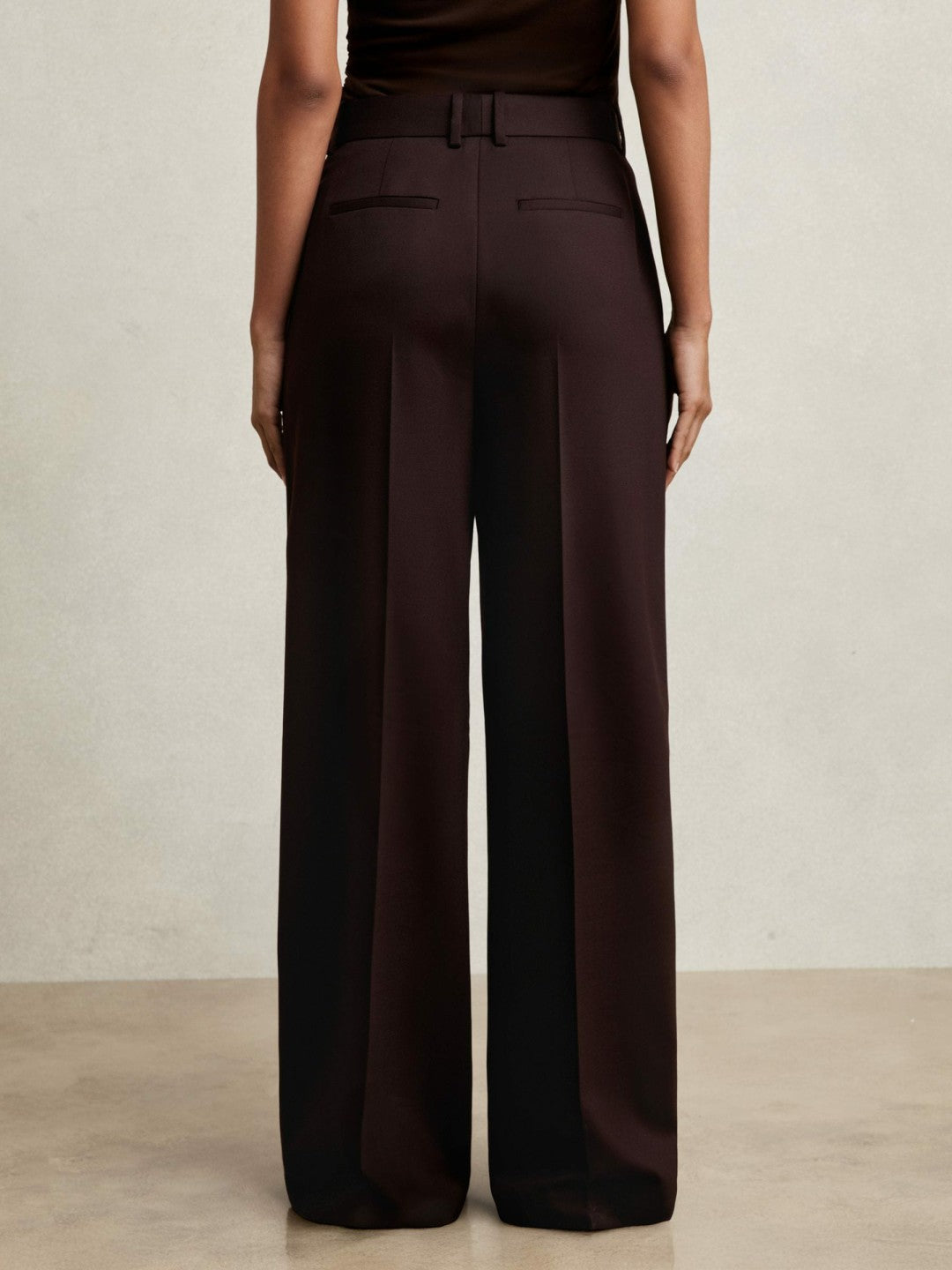 Wool-Blend Wide-Leg Suit Trousers Aubergine | Womens