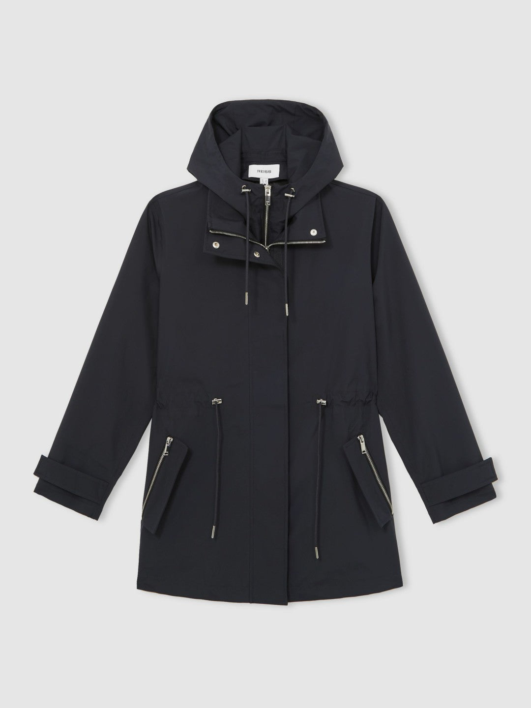 Removable-Hood Rain Coat Navy | Womens