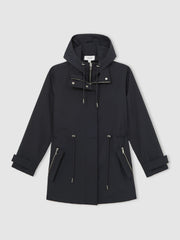 Removable-Hood Rain Coat Navy | Womens