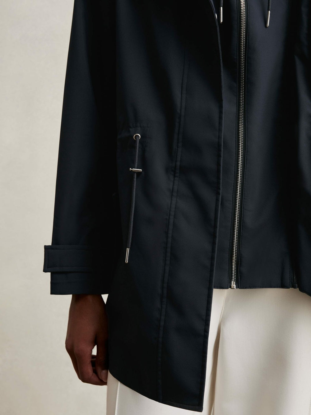 Removable-Hood Rain Coat Navy | Womens