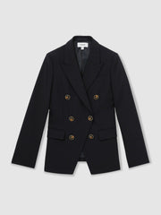 Wool-Blend Double-Breasted Blazer Navy | Womens